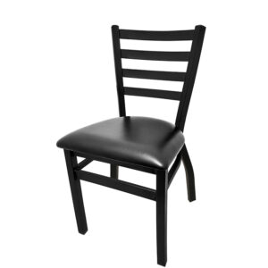 ST2160 BLK Ladderback Stackable Metal Frame Chair with Black vinyl seat