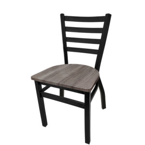 ST2160 BW Ladderback Stackable Metal Frame Chair with Barnwood wood seat