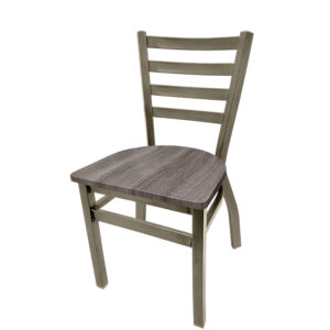 ST2160 CCS BW Clear Coat Stackable Ladderback Metal Frame Chair with Barnwood wood seat