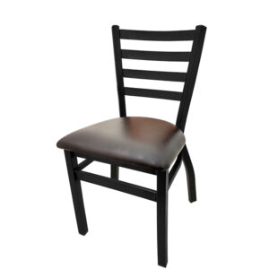 ST2160 ESP Ladderback Stackable Metal Frame Chair with Espresso vinyl seat