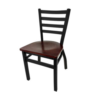ST2160 M Ladderback Stackable Metal Frame Chair with Mahogany stain wood seat