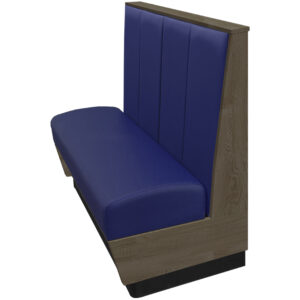 Kirkwood vinyl upholstered single booth navy vinyl storm gray stain